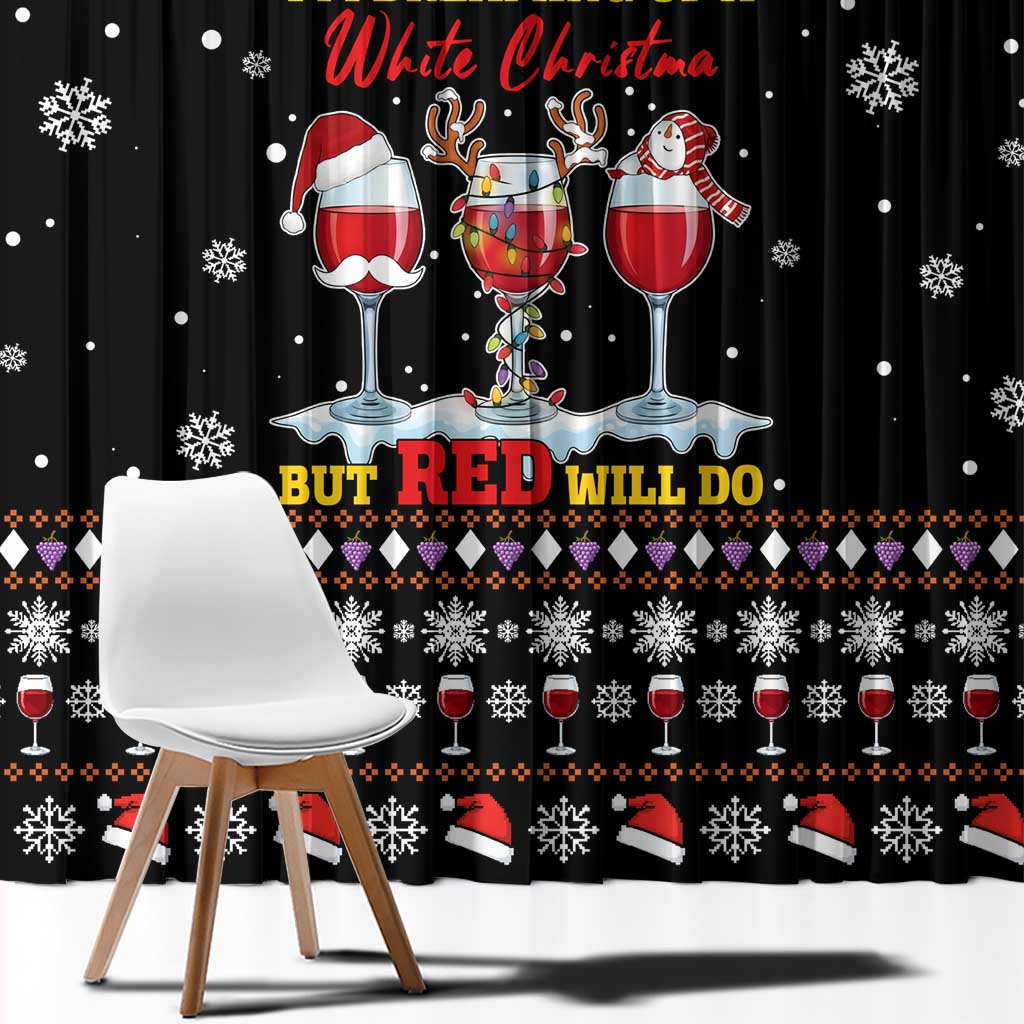 Wine Red Christmas Christmas Christmas Window Curtain Xmas Holiday Patterns - Wonder Print Shop