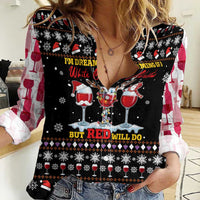 Wine Red Christmas Christmas Christmas Women Casual Shirt Xmas Holiday Patterns - Wonder Print Shop