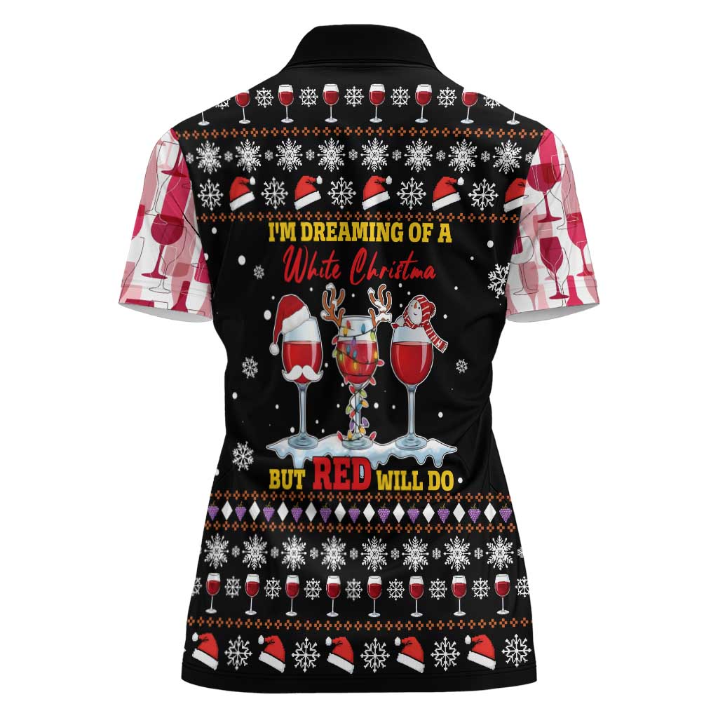 Wine Red Christmas Christmas Christmas Women Polo Shirt Xmas Holiday Patterns - Wonder Print Shop