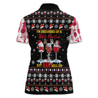 Wine Red Christmas Christmas Christmas Women Polo Shirt Xmas Holiday Patterns - Wonder Print Shop
