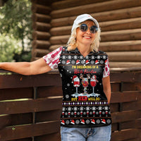 Wine Red Christmas Christmas Christmas Women Polo Shirt Xmas Holiday Patterns - Wonder Print Shop