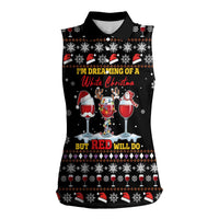 Wine Red Christmas Christmas Christmas Women Sleeveless Polo Shirt Xmas Holiday Patterns - Wonder Print Shop