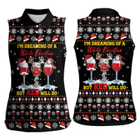 Wine Red Christmas Christmas Christmas Women Sleeveless Polo Shirt Xmas Holiday Patterns - Wonder Print Shop