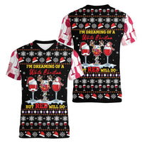 Wine Red Christmas Christmas Christmas Women V-Neck T-Shirt Xmas Holiday Patterns - Wonder Print Shop