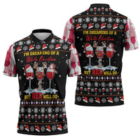 Wine Red Christmas Christmas Christmas Zipper Polo Shirt Xmas Holiday Patterns - Wonder Print Shop