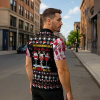 Wine Red Christmas Christmas Christmas Zipper Polo Shirt Xmas Holiday Patterns - Wonder Print Shop