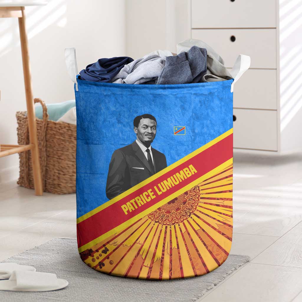 Patrice Lumumba Laundry Basket with Congolese Flag Colors and African History Quote - Wonder Print Shop