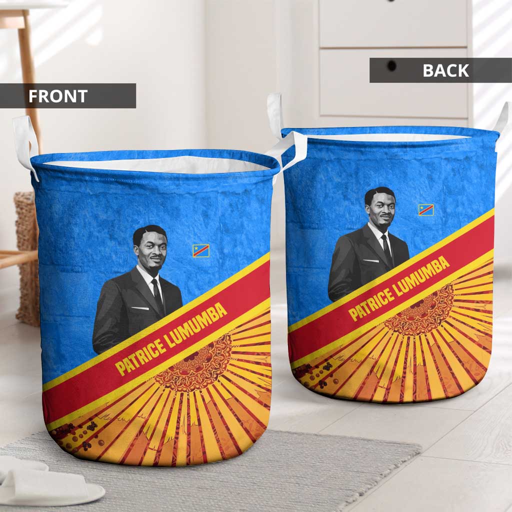 Patrice Lumumba Laundry Basket with Congolese Flag Colors and African History Quote - Wonder Print Shop
