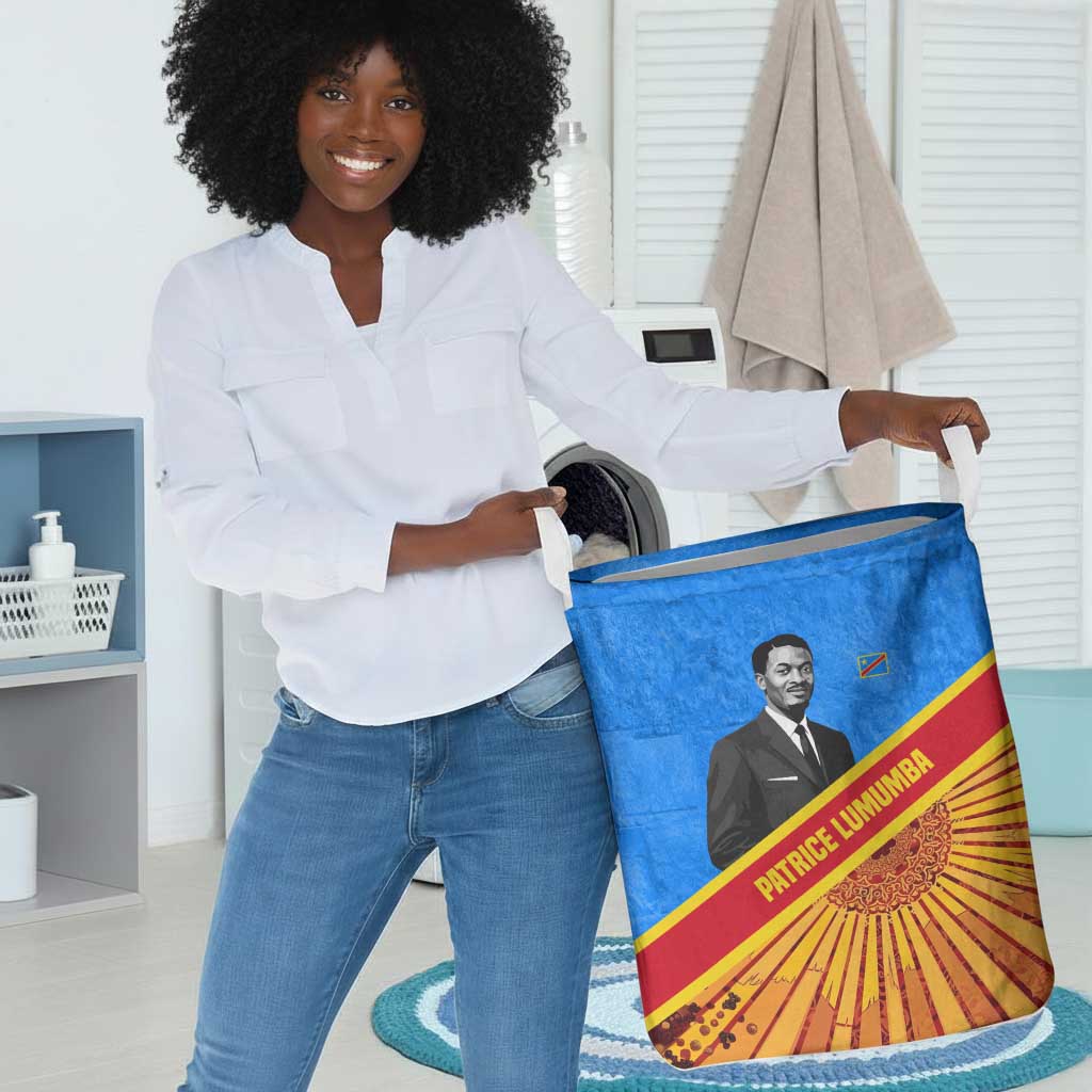 Patrice Lumumba Laundry Basket with Congolese Flag Colors and African History Quote - Wonder Print Shop
