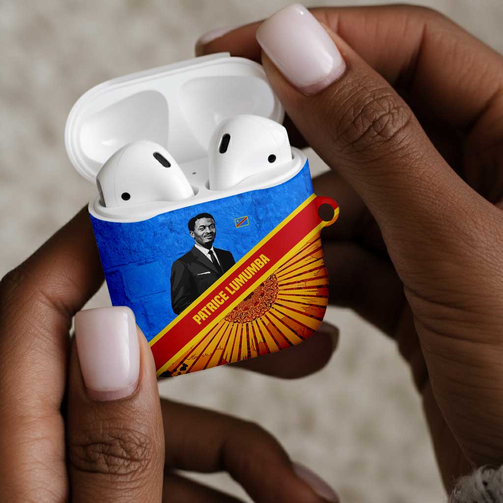Patrice Lumumba AirPods Case with Congolese Flag Colors and African History Quote - Wonder Print Shop