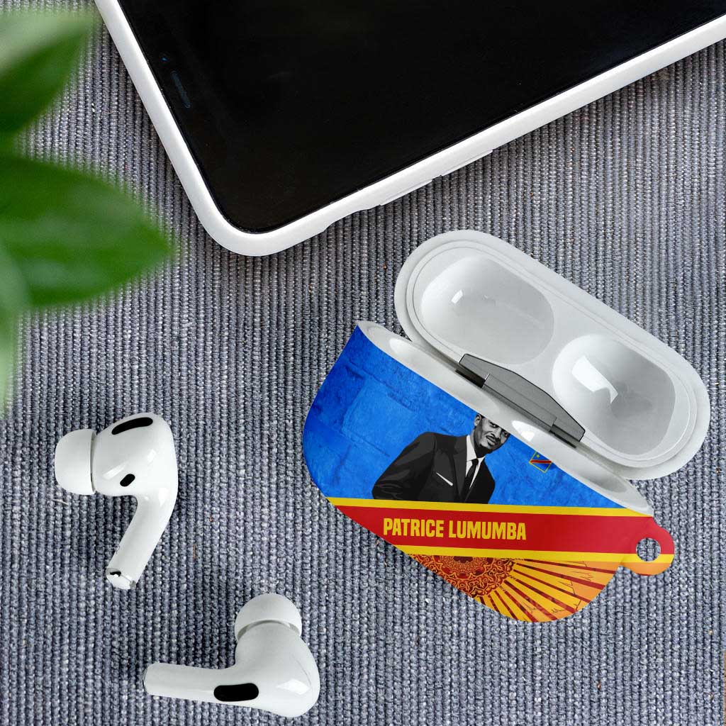 Patrice Lumumba AirPods Case with Congolese Flag Colors and African History Quote - Wonder Print Shop