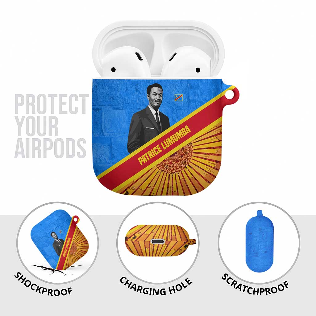 Patrice Lumumba AirPods Case with Congolese Flag Colors and African History Quote - Wonder Print Shop