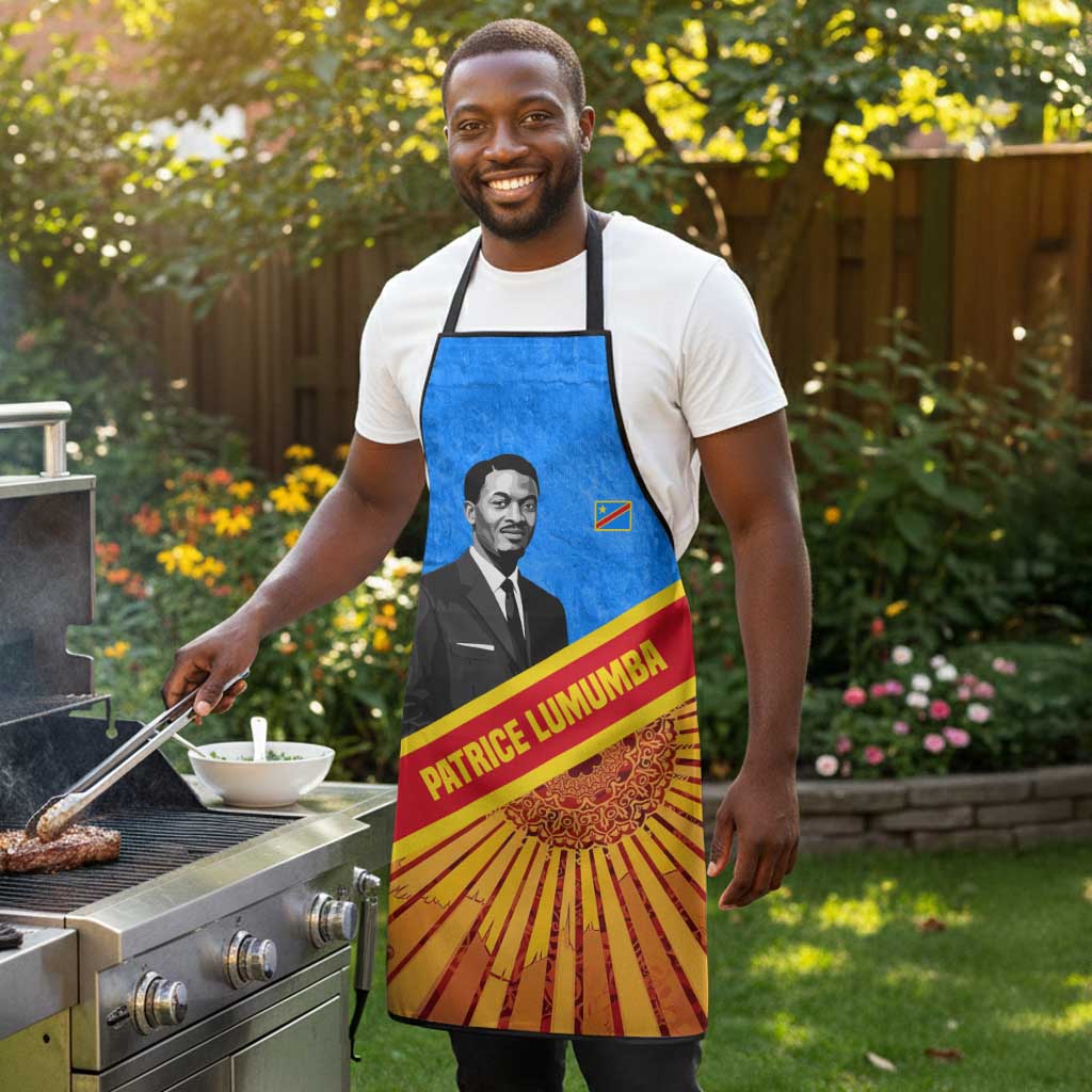 Patrice Lumumba Apron with Congolese Flag Colors and African History Quote - Wonder Print Shop