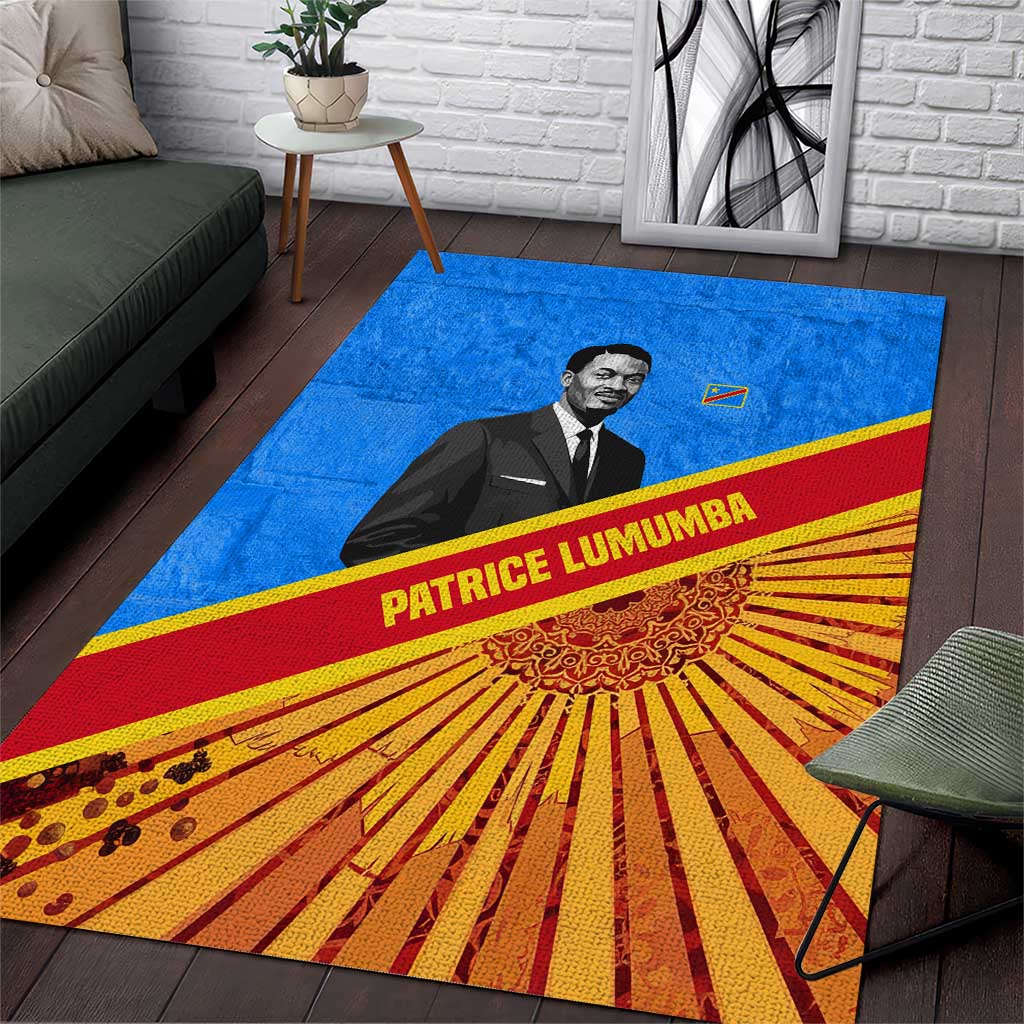 Patrice Lumumba Area Rug with Congolese Flag Colors and African History Quote - Wonder Print Shop