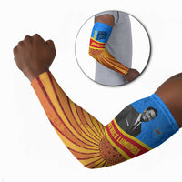 Patrice Lumumba Arm Sleeves with Congolese Flag Colors and African History Quote - Wonder Print Shop