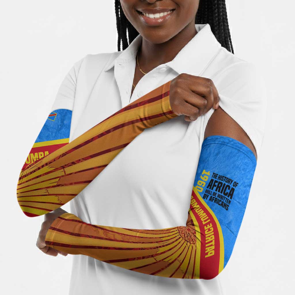 Patrice Lumumba Arm Sleeves with Congolese Flag Colors and African History Quote - Wonder Print Shop
