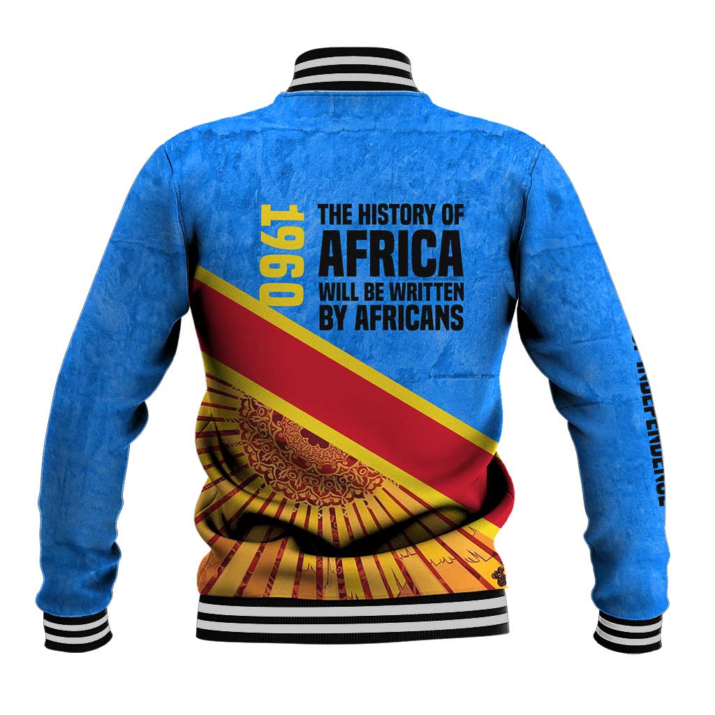 Patrice Lumumba Baseball Jacket with Congolese Flag Colors and African History Quote - Wonder Print Shop