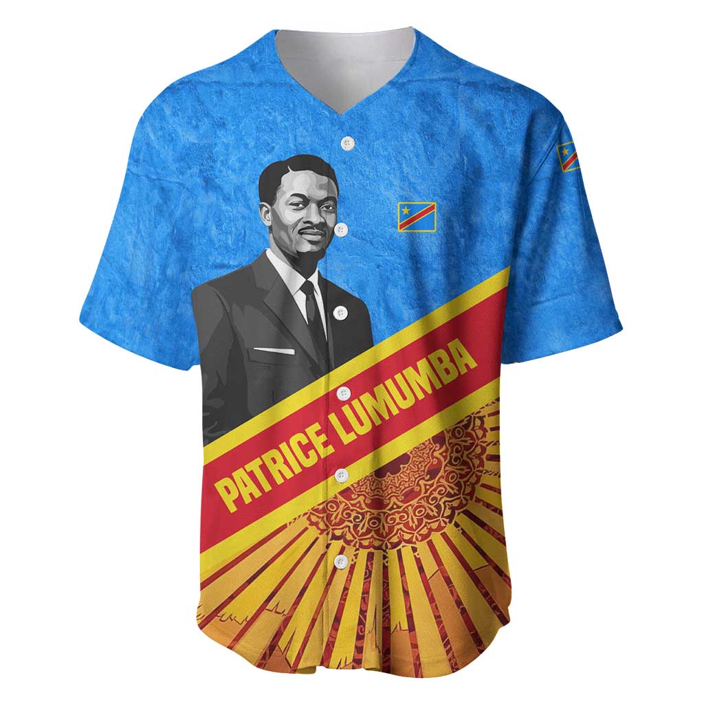 Patrice Lumumba Baseball Jersey with Congolese Flag Colors and African History Quote - Wonder Print Shop