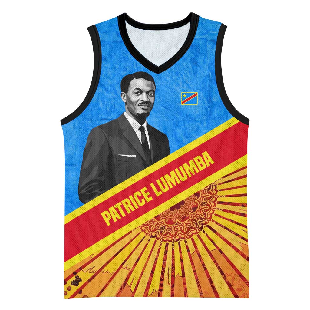 Patrice Lumumba Basketball Jersey with Congolese Flag Colors and African History Quote - Wonder Print Shop