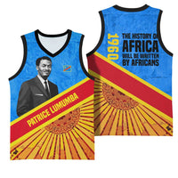 Patrice Lumumba Basketball Jersey with Congolese Flag Colors and African History Quote - Wonder Print Shop