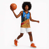 Patrice Lumumba Basketball Jersey with Congolese Flag Colors and African History Quote - Wonder Print Shop
