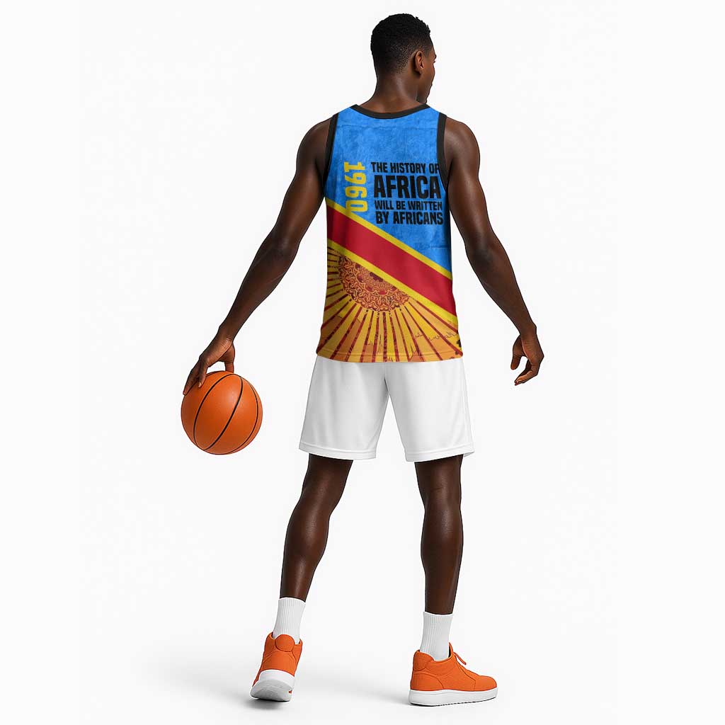Patrice Lumumba Basketball Jersey with Congolese Flag Colors and African History Quote - Wonder Print Shop