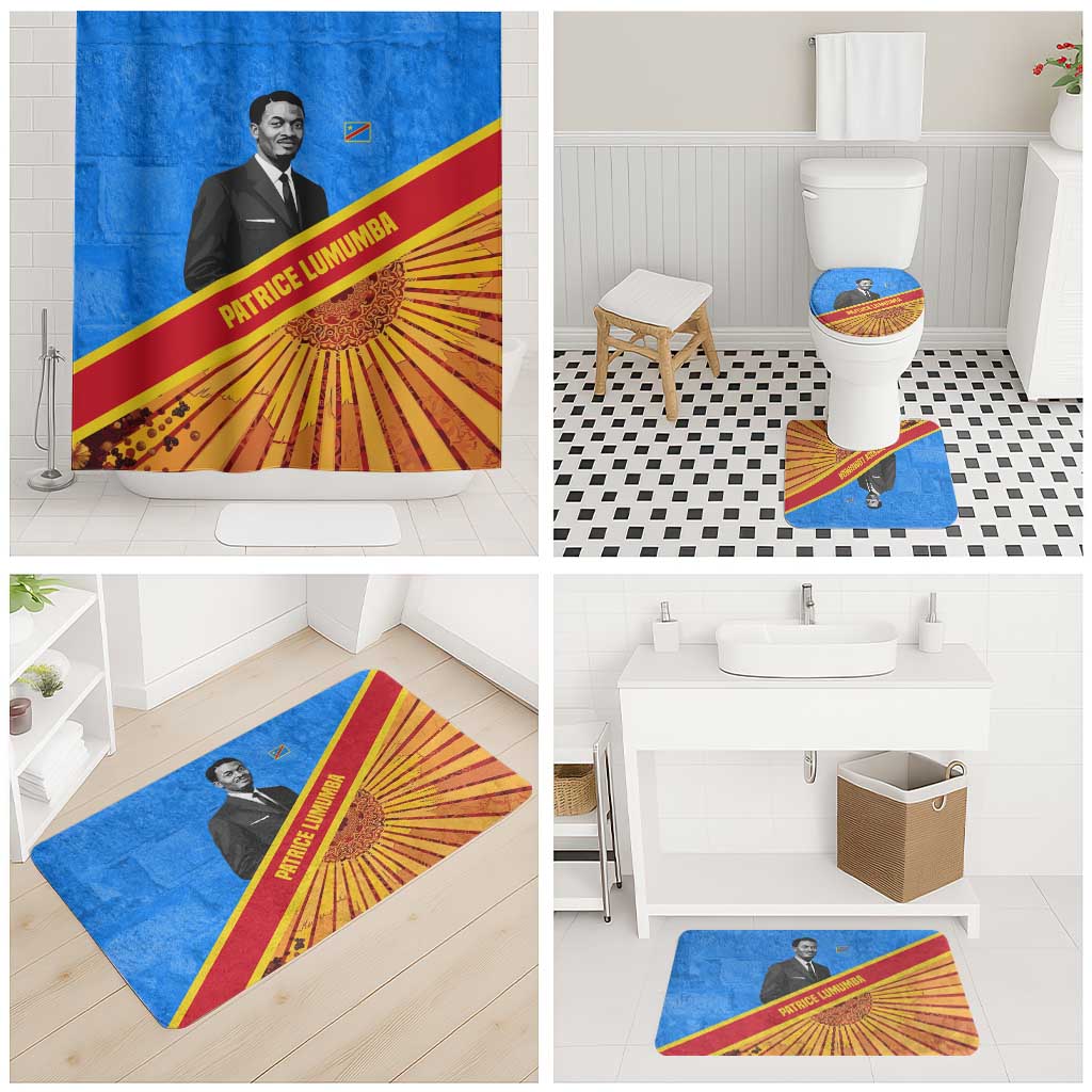 Patrice Lumumba Bathroom Set with Congolese Flag Colors and African History Quote - Wonder Print Shop