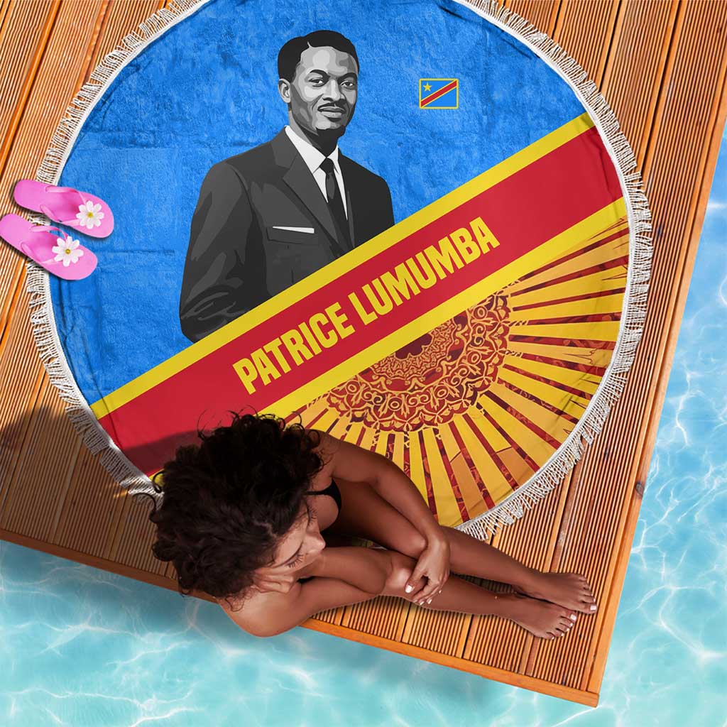 Patrice Lumumba Beach Blanket with Congolese Flag Colors and African History Quote - Wonder Print Shop