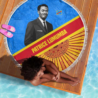 Patrice Lumumba Beach Blanket with Congolese Flag Colors and African History Quote - Wonder Print Shop