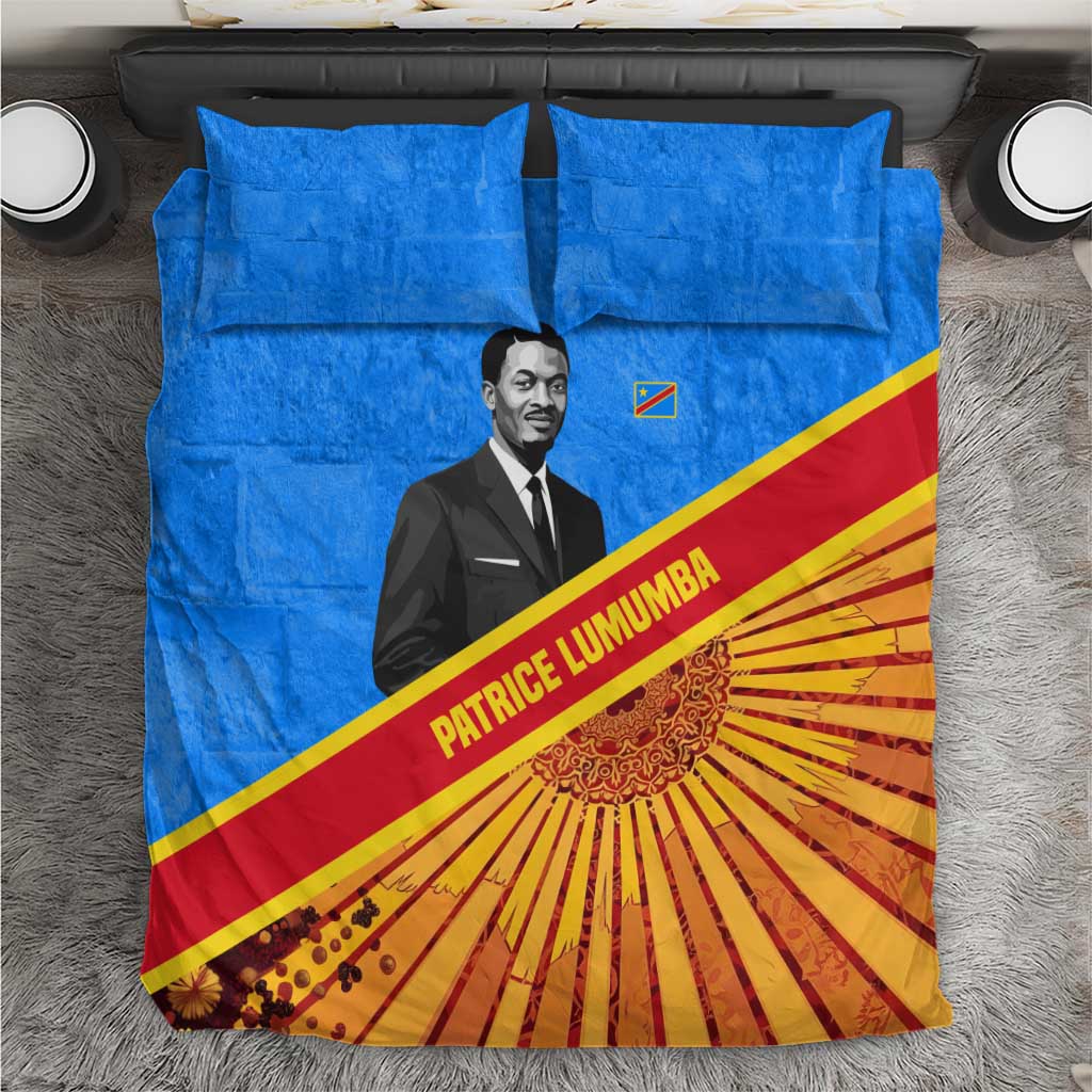 Patrice Lumumba Bedding Set with Congolese Flag Colors and African History Quote - Wonder Print Shop