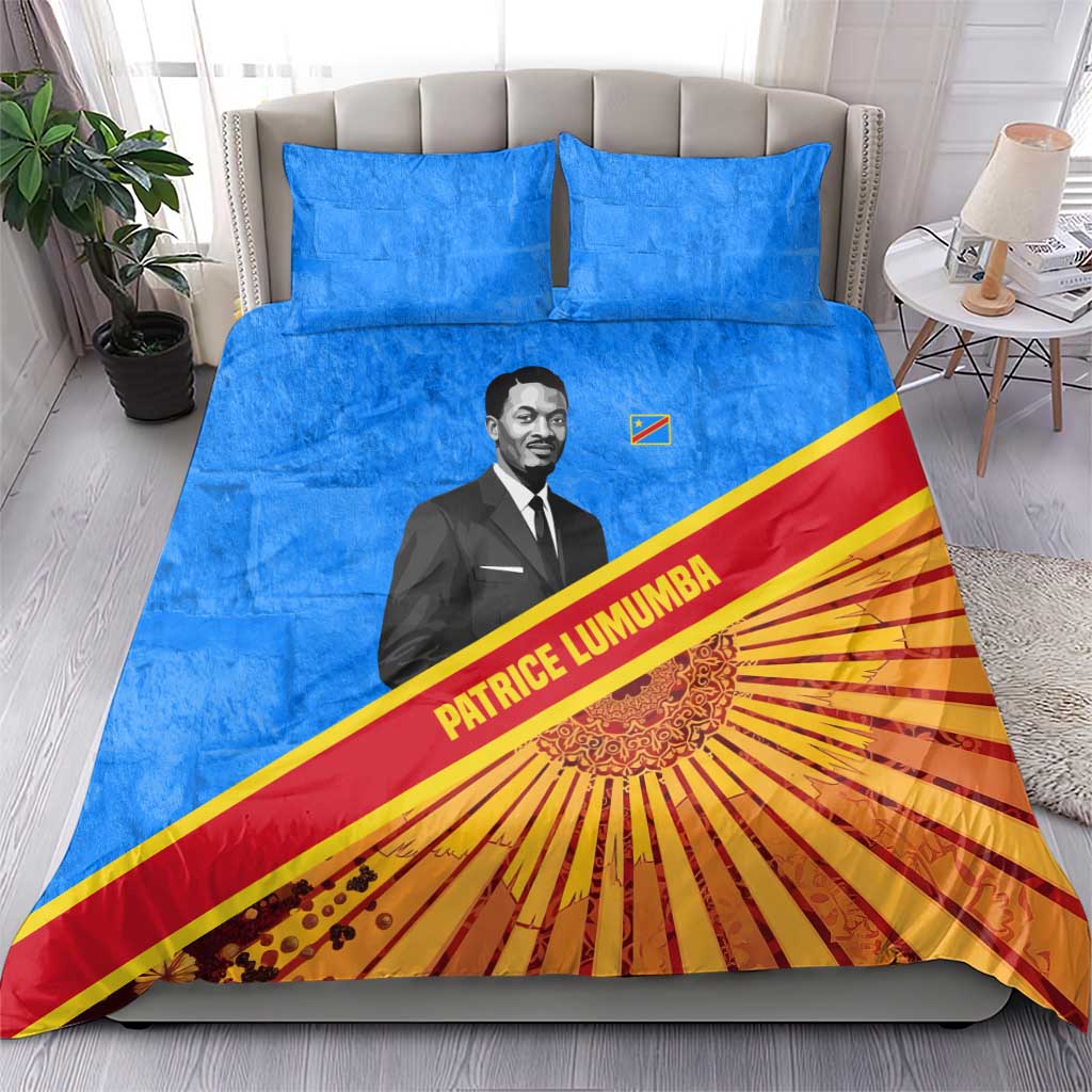 Patrice Lumumba Bedding Set with Congolese Flag Colors and African History Quote - Wonder Print Shop