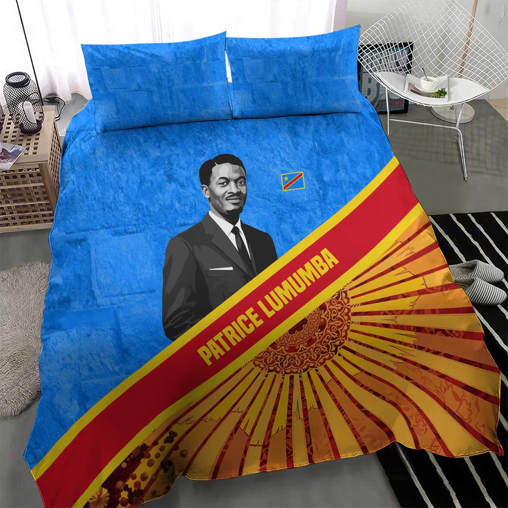 Patrice Lumumba Bedding Set with Congolese Flag Colors and African History Quote - Wonder Print Shop