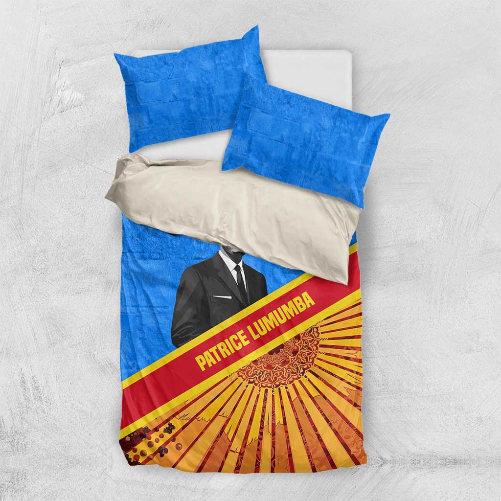 Patrice Lumumba Bedding Set with Congolese Flag Colors and African History Quote - Wonder Print Shop