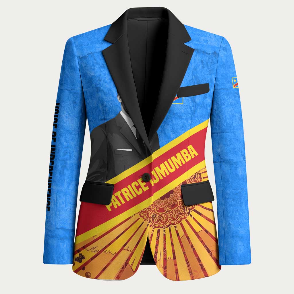 Patrice Lumumba Blazer with Congolese Flag Colors and African History Quote - Wonder Print Shop