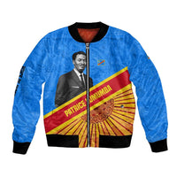 Patrice Lumumba Bomber Jacket with Congolese Flag Colors and African History Quote - Wonder Print Shop