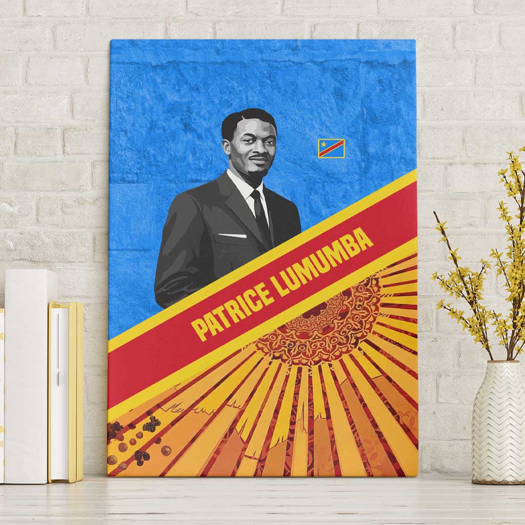 Patrice Lumumba Canvas Wall Art with Congolese Flag Colors and African History Quote - Wonder Print Shop