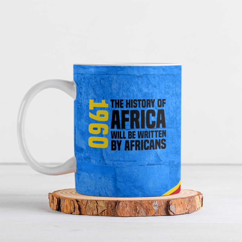 Patrice Lumumba Ceramic Mug with Congolese Flag Colors and African History Quote - Wonder Print Shop