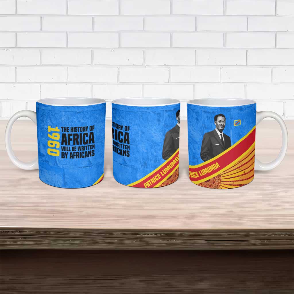 Patrice Lumumba Ceramic Mug with Congolese Flag Colors and African History Quote - Wonder Print Shop