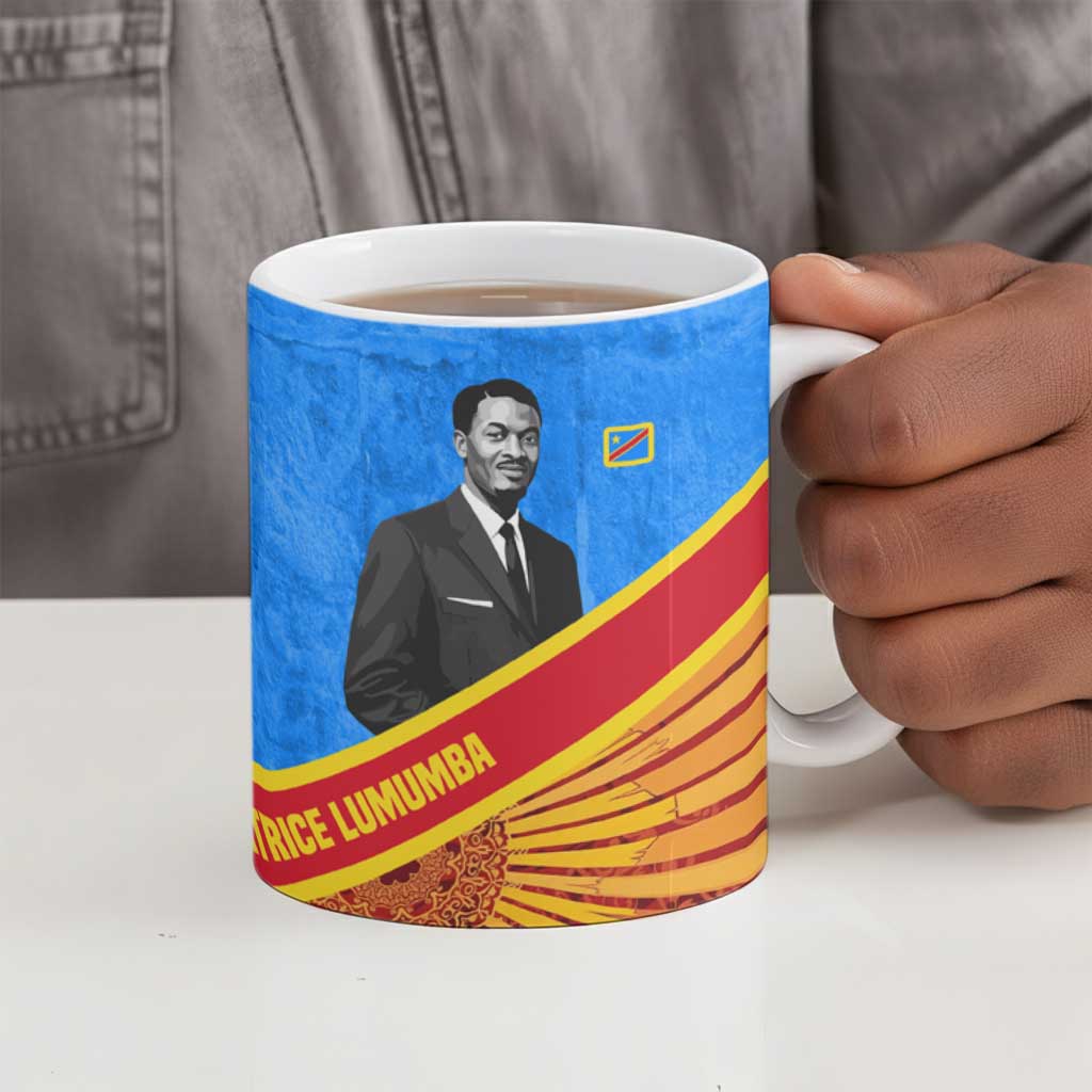 Patrice Lumumba Ceramic Mug with Congolese Flag Colors and African History Quote - Wonder Print Shop