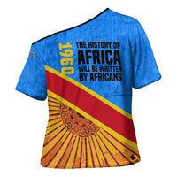 Patrice Lumumba Cross Shoulder Shirt with Congolese Flag Colors and African History Quote - Wonder Print Shop