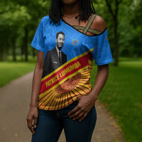 Patrice Lumumba Cross Shoulder Shirt with Congolese Flag Colors and African History Quote - Wonder Print Shop