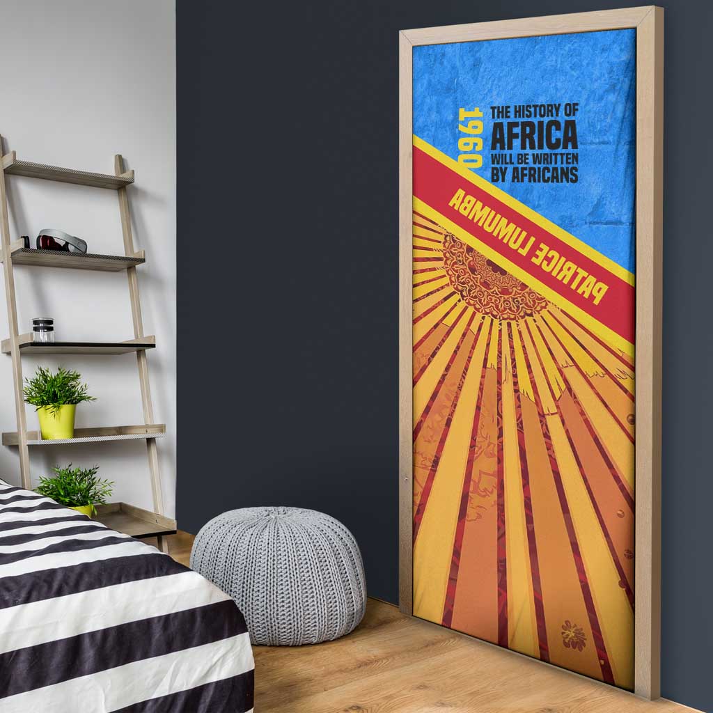 Patrice Lumumba Door Cover with Congolese Flag Colors and African History Quote - Wonder Print Shop