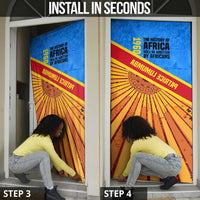 Patrice Lumumba Door Cover with Congolese Flag Colors and African History Quote - Wonder Print Shop