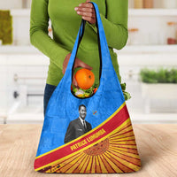 Patrice Lumumba Grocery Bag with Congolese Flag Colors and African History Quote - Wonder Print Shop