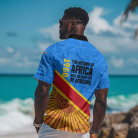 Patrice Lumumba Hawaiian Shirt with Congolese Flag Colors and African History Quote - Wonder Print Shop