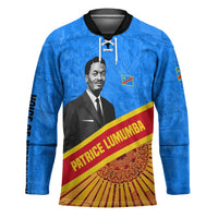 Patrice Lumumba Hockey Jersey with Congolese Flag Colors and African History Quote - Wonder Print Shop