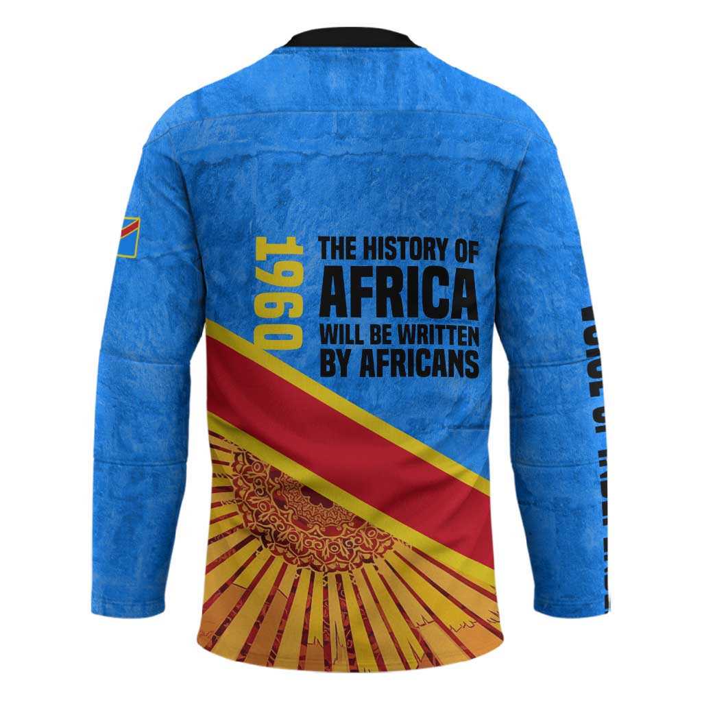 Patrice Lumumba Hockey Jersey with Congolese Flag Colors and African History Quote - Wonder Print Shop
