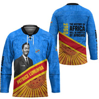 Patrice Lumumba Hockey Jersey with Congolese Flag Colors and African History Quote - Wonder Print Shop