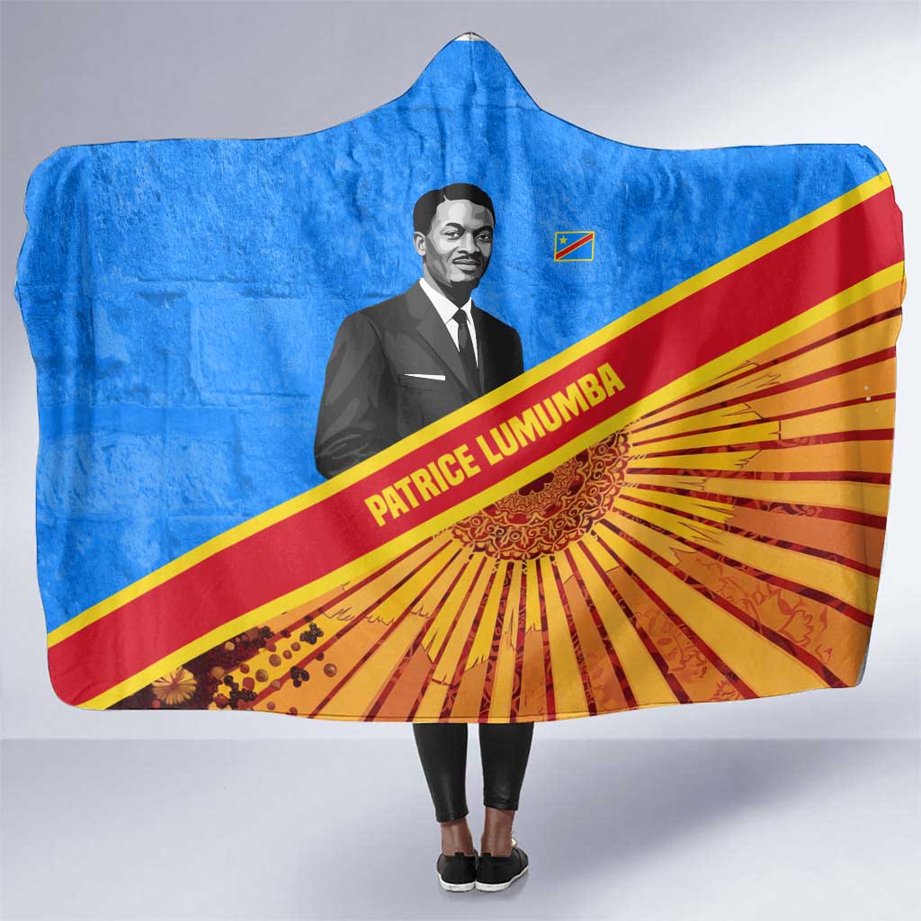 Patrice Lumumba Hooded Blanket with Congolese Flag Colors and African History Quote - Wonder Print Shop