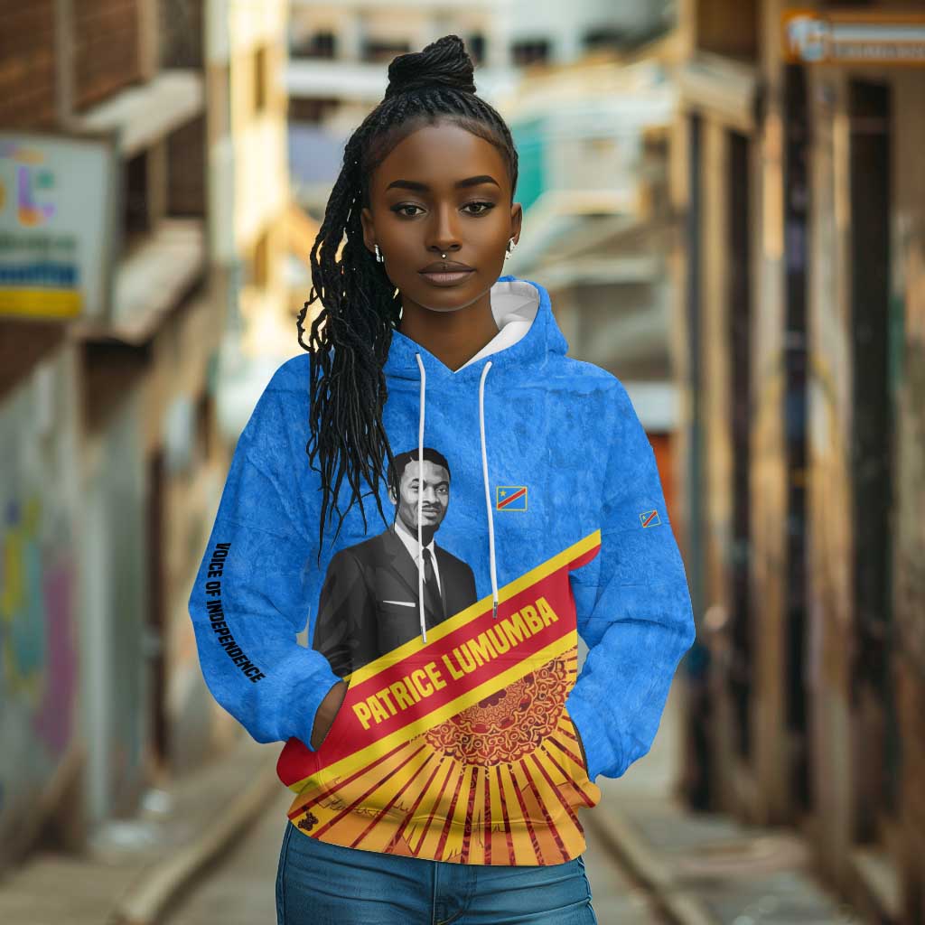 Patrice Lumumba Hoodie with Congolese Flag Colors and African History Quote - Wonder Print Shop